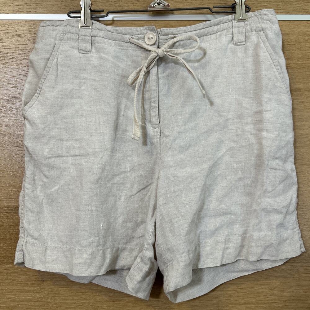 Talbots Irish Linen Beige Shorts Women’s Sz 6 Drawstring Waist Pockets Casual